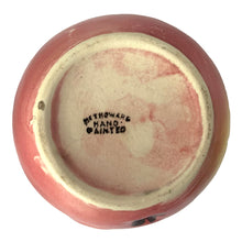 Load image into Gallery viewer, Jacks Daughter of All Trades Vintage Antique Mid-Century Kitsch Store Shop Reseller Etsy Shopify Toronto Canada Free Porch Pick Up Local Delivery Worldwide Shipping Judy Weinberg Unique Housewarming Gift Sustainable Gift Wedding Gift Home Decor Collectible Collector Gift Farmhouse Cottagecore Cottage Lodge Shabby Chic Industrial hand painted majolica-style ceramic red apple lidded sugar bowl Metroware Japan 1940s kitchen table decor
