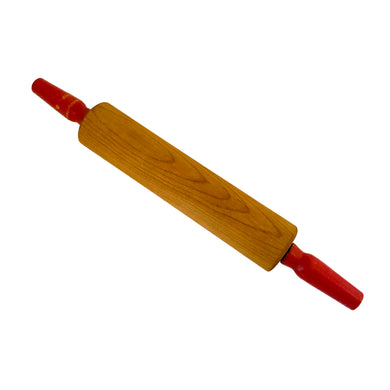 Calling all bakers! Check out this awesome vintage maple wood rolling pin with painted red handles. Vintage rolling pins are well built and made to last!  In excellent used vintage condition.  Jacks Daughter of All Trades Vintage Antique Retro Mid-Century Modern Kitsch Store Shop Reseller Etsy Shopify Toronto Canada Free Porch Pick Up Local Delivery Worldwide Shipping Judy Weinberg Christmas Hanukkah Unique Housewarming Hostess Sustainable Gift
