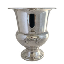 Load image into Gallery viewer, Opposite side view of vintage Marlboro Plate silver-plated champagne bucket showing decorative handle and classic urn form, Morton-Parker Canada electroplated copper
