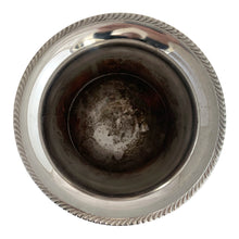 Load image into Gallery viewer, Overhead view of vintage Marlboro Plate silver-plated champagne bucket showing decorative rope-textured rim, Morton-Parker Canada electroplated copper
