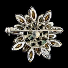Load image into Gallery viewer, Vintage Marquise Rhinestone Flower Brooch – Layered Silver-Tone, Austria, 1950s–60s
