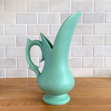 Load image into Gallery viewer, Rare Vintage Matte Turquoise Pitcher Vase, McCoy Pottery
