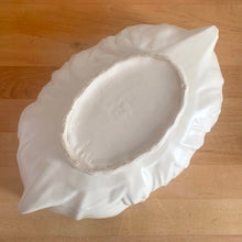 Load image into Gallery viewer, Jacks Daughter of All Trades Vintage Antique Mid-Century Modern Store Shop Reseller Etsy Shopify Toronto Canada Free Porch Pick Up Local Delivery Worldwide Shipping Judy Weinberg Unique Housewarming Wedding Sustainable Home Decor Collectible Collector Gift Farmhouse Cottagecore Cottage Grannycore Shabby Chic Art Deco large matte white glazed lotus centrepiece console bowl Nelson McCoy Pottery 1940s rare art pottery
