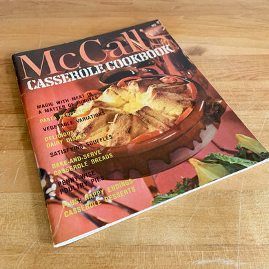 This vintage softcover Casseroles cookbook features 64 pages filled with yummy recipes along with many colourful illustrations and photographs. From the food editors of McCall's Magazine, published by Advance Publishers, USA, 1965.   In great vintage condition with normal age-related yellowing of the internal pages.