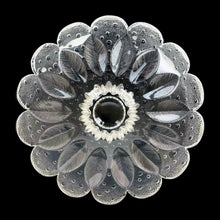 Load image into Gallery viewer, Vintage &quot;Medea&quot; crystal bowl featuring a floral shape with leaves and dew drops. Designed by R. Koschnick for Holmegaard/Lausitzer Glaswerks, E. Germany, circa 1970s. This brilliant crystal bowl is perfect for serving salads and fruit, or use as a console bowl to add sparkle to your decor! In excellent condition, free from chips. Measures 10 1/2 x 3 1/2 inches

