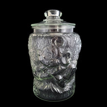 Load image into Gallery viewer, Vintage Embossed Mickey Mouse Clear Glass Lidded Jar, Disney Productions
