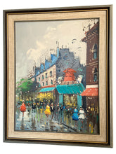 Load image into Gallery viewer, 1960s Paris Street Scene Oil Painting, Moulin Rouge, Framed
