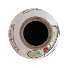 Load image into Gallery viewer, Vintage Giovanni de Simone art pottery bottle featuring a Picasso-like style colourful portrait of a gun-toting military man. Crafted by de Simone Pottery, Italy, 1960s. Highly collectible, this charming piece will make a wonderful addition to your home&#39;s decor and pottery collection!

Excellent condition, no chips, cracks or repairs. Signed on the bottom DESIMONE ITALY with numbers 24 and 205

Measures 3 1/2 x 5 1/2 inches

