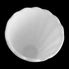 Load image into Gallery viewer, Overhead view of vintage milk glass Grecian vase showing scalloped rim, Continental Can Company, mid-century USA

