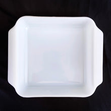 Load image into Gallery viewer, Fabulous find, in this vintage &quot;Blue Cornflower&quot; 435 white milk glass square baking dish. Produced by Anchor Hocking, circa 1970s.  In excellent condition, free from chips/cracks.  Measures 8 5/8 x 8 5/8 x 2 1/4 inches   
