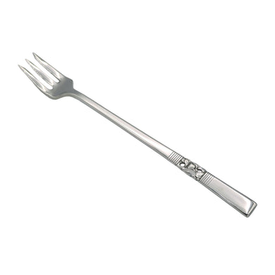 Beautifully detailed vintage Morning Star silver plate seafood cocktail fork. Crafted by Community Plate, 1950s. Elegance personified!

In vintage condition.

Measures 6 inches