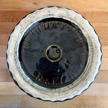 Load image into Gallery viewer, Jacks Daughter of All Trades Vintage Antique Mid-Century Modern Store Shop Reseller Etsy Shopify Toronto Canada Free Porch Pick Up Local Delivery Worldwide Shipping Judy Weinberg Unique Housewarming Wedding Sustainable Home Decor Collectible Collector Gift Farmhouse Cottagecore Cottage Grannycore Shabby Chic Industrial Gardener Container Garden glossy moss green brown drip glaze ceramic jardiniere planter featuring ribbed body chevron band Robinson Ransbottom Pottery Co 1960s art pottery

