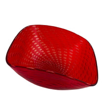 Load image into Gallery viewer, Vintage Murano hand blown red art glass bowl with gold aventurine, a swirl of bullicante (controlled bubbles) and a clear threaded foot. Crafted by Borovier &amp; Toso, Italy. Gorgeous!

In excellent condition, no chips.

Measures 8 1/4 x 4 1/2 inches
