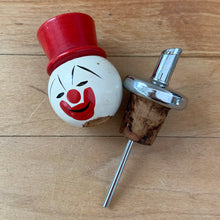 Load image into Gallery viewer, Jacks Daughter of All Trades Vintage Antique Mid-Century Kitsch Store Shop Reseller Etsy Shopify Toronto Canada Free Porch Pick Up Local Delivery Worldwide Shipping Judy Weinberg Unique Housewarming Gift Sustainable Gift Wedding Gift Home Decor Collectible Collector Gift Farmhouse Cottagecore Cottage Lodge Shabby Chic Industrial Hollywood Regency Vintage mid-century era novelty clown topped liquor bottle stopper pourer atomic barware Mad Men cocktail decor
