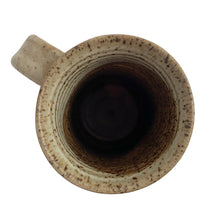 Load image into Gallery viewer, Vintage ochre cream glazed art pottery face mug featuring a mustached gentleman. Crafted by Andrew Van Der Putten Pottery, Canada, 1970s. A whimsical mug to add to your collection.

In excellent condition, no chips or cracks.

Measures 5 x 3 1/4 x 7 inches

Capacity 20 ounces
