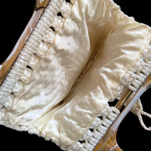 Load image into Gallery viewer, Jacks Daughter of All Trades Vintage Antique Mid-Century Kitsch Store Shop Reseller Etsy Shopify Toronto Canada Free Porch Pick Up Local Delivery Worldwide Shipping Judy Weinberg Unique Housewarming Gift Sustainable Gift hand-knotted off-white macrame hand bag hard plastic handles  bohemian 70s purse beach bag
