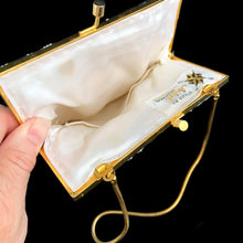 Load image into Gallery viewer, Jacks Daughter of All Trades Vintage Antique Mid-Century Kitsch Store Shop Reseller Etsy Shopify Toronto Canada Free Porch Pick Up Local Delivery Worldwide Shipping Judy Weinberg Unique Shabby Chic Hollywood Regency handmade evening bag creamy off-white glass seed beads gold-toned hardware snake chain kiss closure Artel Montreal Hong Kong 1950s bridal formal occasion womans fashion accessory
