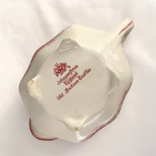 Load image into Gallery viewer, Jacks Daughter of All Trades Vintage Antique Retro Mid-Century Modern Modernist Kitsch Store Shop Reseller Etsy Shopify Toronto Canada Free Porch Pick Up Local Delivery Worldwide Shipping Judy Weinberg Unique Housewarming Hostess Sustainable Gift Home Decor Collectible Collector Gift Mom Mothers Day Birthday Farmhouse Cottagecore Cottage Grannycore Shabby Chic Fancy Bone China High Tea Party pink transferware Old Britain Castles creamer Johnson Bros
