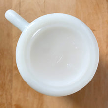Load image into Gallery viewer, Base of vintage Fire-King milk glass mug showing Anchor Hocking maker's mark and Made in USA stamp, 1970s
