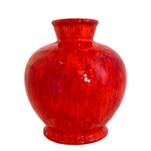 Load image into Gallery viewer, This striking vintage orange red drip glazed ceramic footed vase certainly makes a statement! Crafted by Beauceware, Canada, circa 1960s. A stunning addition to your art pottery collection!

In excellent condition, no chips, cracks or repairs.

Measures 5 x 6 3/8 inches

