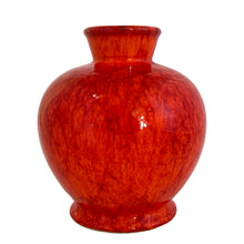 Load image into Gallery viewer, This striking vintage orange red drip glazed ceramic footed vase certainly makes a statement! Crafted by Beauceware, Canada, circa 1960s. A stunning addition to your art pottery collection!

In excellent condition, no chips, cracks or repairs.

Measures 5 x 6 3/8 inches
