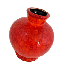 Load image into Gallery viewer, This striking vintage orange red drip glazed ceramic footed vase certainly makes a statement! Crafted by Beauceware, Canada, circa 1960s. A stunning addition to your art pottery collection!

In excellent condition, no chips, cracks or repairs.

Measures 5 x 6 3/8 inches
