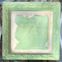 Load image into Gallery viewer, Jacks Daughter of All Trades Vintage Antique Mid-Century Store Shop Reseller Etsy Shopify Toronto Canada Free Porch Pick Up Local Delivery Worldwide Shipping Judy Weinberg Unique Housewarming Gift Sustainable Gift Wedding Gift Home Decor Collectible Collector Gift Farmhouse Cottagecore Cottage Lodge Shabby Chic Industrial Art Deco pale green square ceramic jardiniere planter 322-6 flared edge embossed florals Robinson Ransbottom Pottery Co RRPCo Roseville 1950s art pottery
