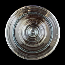 Load image into Gallery viewer, Overhead view of the clear glass pedestal of the Partylite pineapple fairy lamp, showing the candle well
