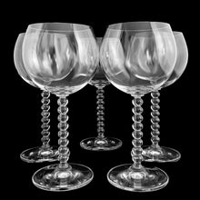 Load image into Gallery viewer, Vintage Pearls clear wine glass features a stacked ball stem. Crafted by Mikasa, Japan, 1993 - 1994. Simply beautiful blown glassware!  In excellent condition, no chips.  Measures 2 7/8 x 7 1/4 inches  Capacity 8 ounces
