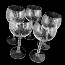 Load image into Gallery viewer, Vintage Pearls clear wine glass features a stacked ball stem. Crafted by Mikasa, Japan, 1993 - 1994. Simply beautiful blown glassware!  In excellent condition, no chips.  Measures 2 7/8 x 7 1/4 inches  Capacity 8 ounces

