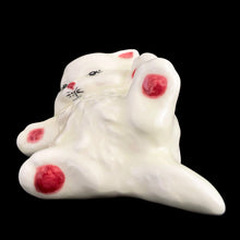 Load image into Gallery viewer, Side view of ceramic white persian cat figurine with pink paws

