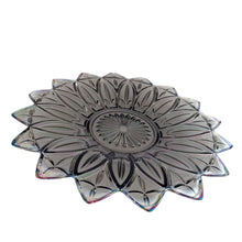 Load image into Gallery viewer, Vintage &quot;Petal&quot; smoke iridescent sandwich plate. Crafted by Federal Glass, USA, circa 1960. This piece would look stunning on any dessert table!  In excellent condition, free from chips. Measures 11 1/2 inches
