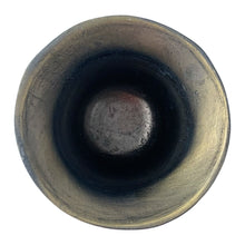 Load image into Gallery viewer, Vintage apothecary pharmacy chemist cast iron mortar and pestle faux painted to appear as brass. Salvaged from the estate of Dale&#39;s Pharmacy on Queen St. East in Toronto, Canada. Makes a great decor piece of prop for photography, TV and movies.  In as found vintage condition. Unmarked.  Mortar measures 4 1/2 x 3 3/4 inches and pestle 6 1/2 inches
