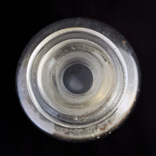 Load image into Gallery viewer, Early 20th century vintage mold blown glass pharmacy chemist apothecary jar with stopper. The hand written label reads Aqua Chlorof in black ink and has a red border which is varnished. These bottles were manufactured to house chemical compounds in pharmacies...a cool piece of history!

In as found condition with age appropriate wear.

Measures 2 3/4 x 8 3/4 inches
