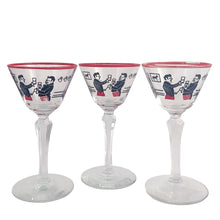 Load image into Gallery viewer, Group of three vintage Libbey Pickwick martini glasses with faceted stems, mid-century barware, sold individually
