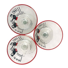 Load image into Gallery viewer, Overhead view of Libbey Pickwick martini glass showing red rims and pattern, mid-century barware USA


