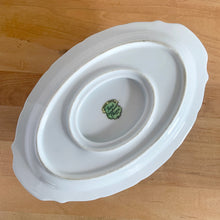 Load image into Gallery viewer, Charming vintage Pine Tree dinnerware tableware featuring pine boughs, cones and leaves in shades of green, orange and yellow with gold gilt trim. Craft by Fine Translucent China, Japan, 1960s. Gravy Boat Sauce Boat attached underplate
