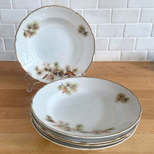 Load image into Gallery viewer, Charming vintage Pine Tree dinnerware tableware featuring pine boughs, cones and leaves in shades of green, orange and yellow with gold gilt trim. Craft by Fine Translucent China, Japan, 1960s. Soup Bowl
