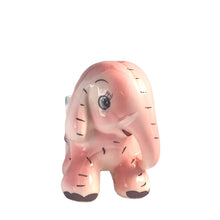 Load image into Gallery viewer, Adorable kitschy pink elephant pulling a wagon nursery planter. Crafted by Rubens Originals, Japan, 1950s. A sweet addition for your new addition. Use for tiny plants or repurpose to hold baby accessories.

In excellent as found vintage condition, no chips/cracks/repairs, normal crazing present.

Measures 6 1/2 x 2 1/2 x 3 1/2 inches

