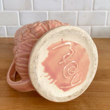 Load image into Gallery viewer, Jacks Daughter of All Trades Vintage Antique Mid-Century Kitsch Store Shop Reseller Etsy Shopify Toronto Canada Free Porch Pick Up Local Delivery Worldwide Shipping Judy Weinberg Unique Housewarming Gift Sustainable Gift Wedding Gift Home Decor Collectible Collector Gift Farmhouse Cottagecore Cottage Lodge Shabby Chic Industrial Hollywood Regency Art Deco Art Nouveau pink grapevines pitcher vase unique handle McCoy Pottery, 1946 1940s rare art pottery
