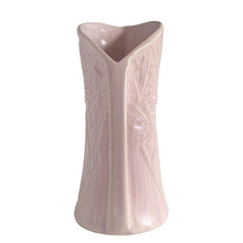 Load image into Gallery viewer, Beautiful vintage Butterfly Line vase glazed in matte lilac, features embossed butterflies and strap handle. Crafted by Nelson McCoy Pottery, early 1940s. This rare pitcher is must for any art pottery collector!

In good vintage condition, no chips, no cracks, no repairs, crazing commensurate with age and manufacturer&#39;s defects. Impressed NM USA mark on the bottom.

Measures 6 x 4 1/2 x 10 1/4 inches
