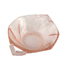 Load image into Gallery viewer, Vintage pink depression era pressed glass Twist Flamingo handled nut cup. Crafted by Heisy Glass, USA, 1928 - 1935. The perfect dish for serving nuts or repurpose as a trinket dish!

In excellent condition, no chips. Maker&#39;s mark.

Measures 4 1/4 x 1 1/8 inches
