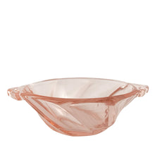 Load image into Gallery viewer, Vintage pink depression era pressed glass Twist Flamingo handled nut cup. Crafted by Heisy Glass, USA, 1928 - 1935. The perfect dish for serving nuts or repurpose as a trinket dish!

In excellent condition, no chips. Maker&#39;s mark.

Measures 4 1/4 x 1 1/8 inches
