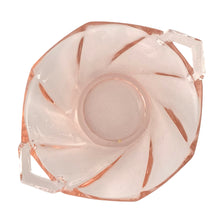 Load image into Gallery viewer, Vintage pink depression era pressed glass Twist Flamingo handled nut cup. Crafted by Heisy Glass, USA, 1928 - 1935. The perfect dish for serving nuts or repurpose as a trinket dish!

In excellent condition, no chips. Maker&#39;s mark.

Measures 4 1/4 x 1 1/8 inches
