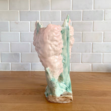 Load image into Gallery viewer, Rare vintage mid-century matte pink Hyacinth vase. Crafted by McCoy Pottery, USA, 1950. This stunning piece is must for any art pottery collector!

In excellent condition, no chips/cracks/repairs. Maker&#39;s mark.

Measures 6 1/2 x 4 x 8 inches
