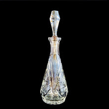 Load image into Gallery viewer, Vintage cut crystal liquor teardrop decanter featuring a pattern of pinwheels and fans. Crafted in Germany, circa 1950s. Add this eye catching crystal to your bar cart!

In excellent condition, no chips.

Measures 3 3/4 x 12 inches

Capacity 1 pint or 500ml
