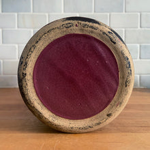 Load image into Gallery viewer, Jacks Daughter of All Trades Vintage Antique Mid-Century Modern Store Shop Reseller Etsy Shopify Toronto Canada Free Porch Pick Up Local Delivery Worldwide Shipping Judy Weinberg Unique Housewarming Sustainable Home Decor Collectible Collector Gift Farmhouse Cottagecore Cottage Grannycore Shabby Chic art deco plum stoneware vase stacked palm leaves Robinson Ransbottom Pottery Co 1930s art pottery
