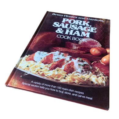 Better Homes and Gardens is known for its fabulous cookbooks. This hardcover cookbook focuses on Pork, Sausage & Ham recipes. Its 96 pages are filled with amazing recipes along with many colour photographs. Originally published by Meredith Corporation, USA, 1979. This is the first edition, forth printing, 1981.

In great vintage condition.