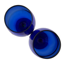Load image into Gallery viewer, 1990s Libbey Premiere cobalt blue wine glasses, 12 oz capacity, overhead detail
