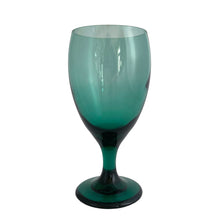 Load image into Gallery viewer, Set of six vintage Premiere dark green juniper iced tea glasses. Crafted by Libbey Glass, 1997 - 1998. The colour is absolutely fabulous and reminiscent of the deep dark delicious forest.

In excellent condition, no chips.

Measures 3 1/4 x 7 inches

Capacity 16 ounces
